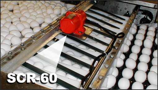 VIBCO SCR-60 on an Egg Conveyor